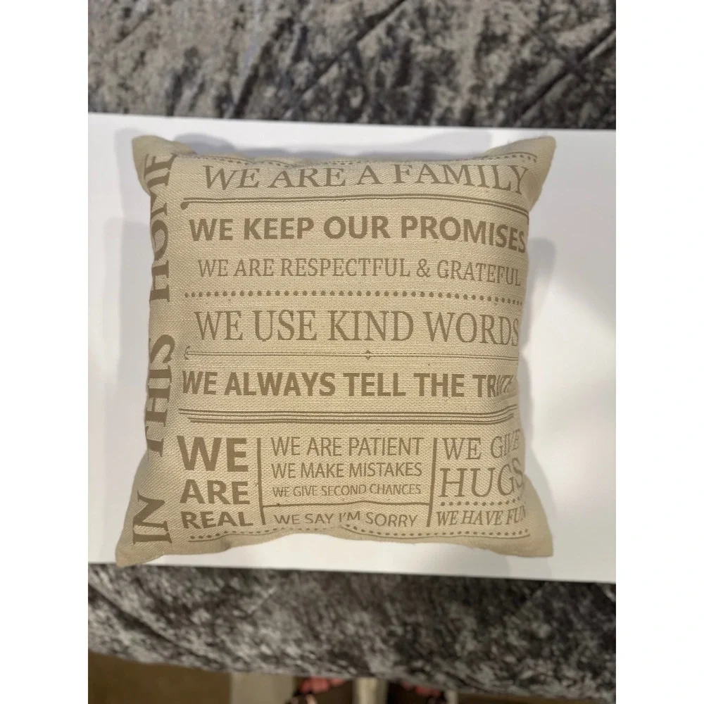 'In This Home Family Rules' Pillow Small Beige Great condition
